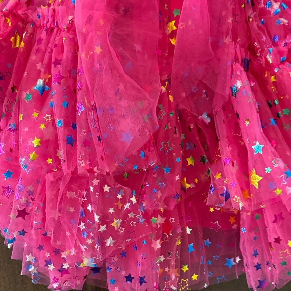 NWT Imekis Girls' Bright Pink Star Tulle Party Dress - Picture 8 of 12
